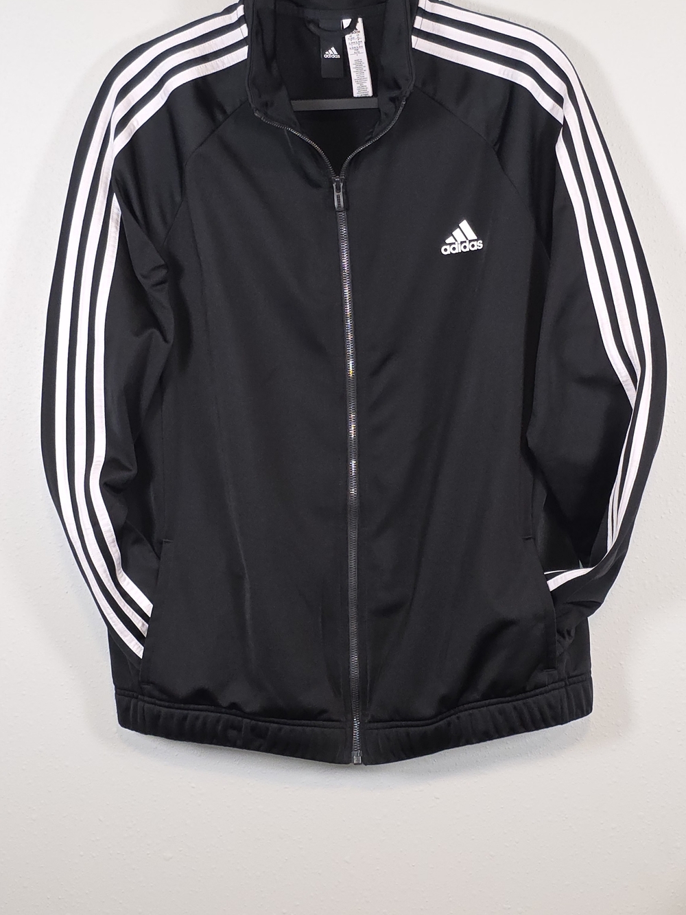 adidas Black Track Jacket with White Three-Stripes
